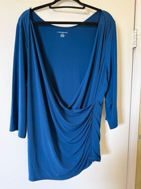 Lane Bryant Deep Teal Blue Draped Cowl Neck Tunic